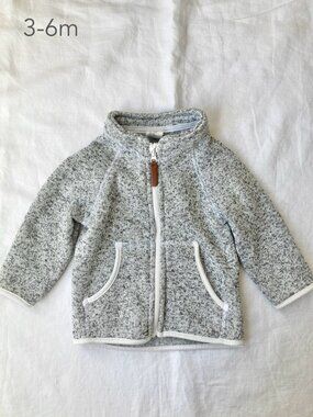 🪴5/$30 H&M 3-6 Months Baby Heather Grey Fleece Sweatshirt Jacket Fall Winter